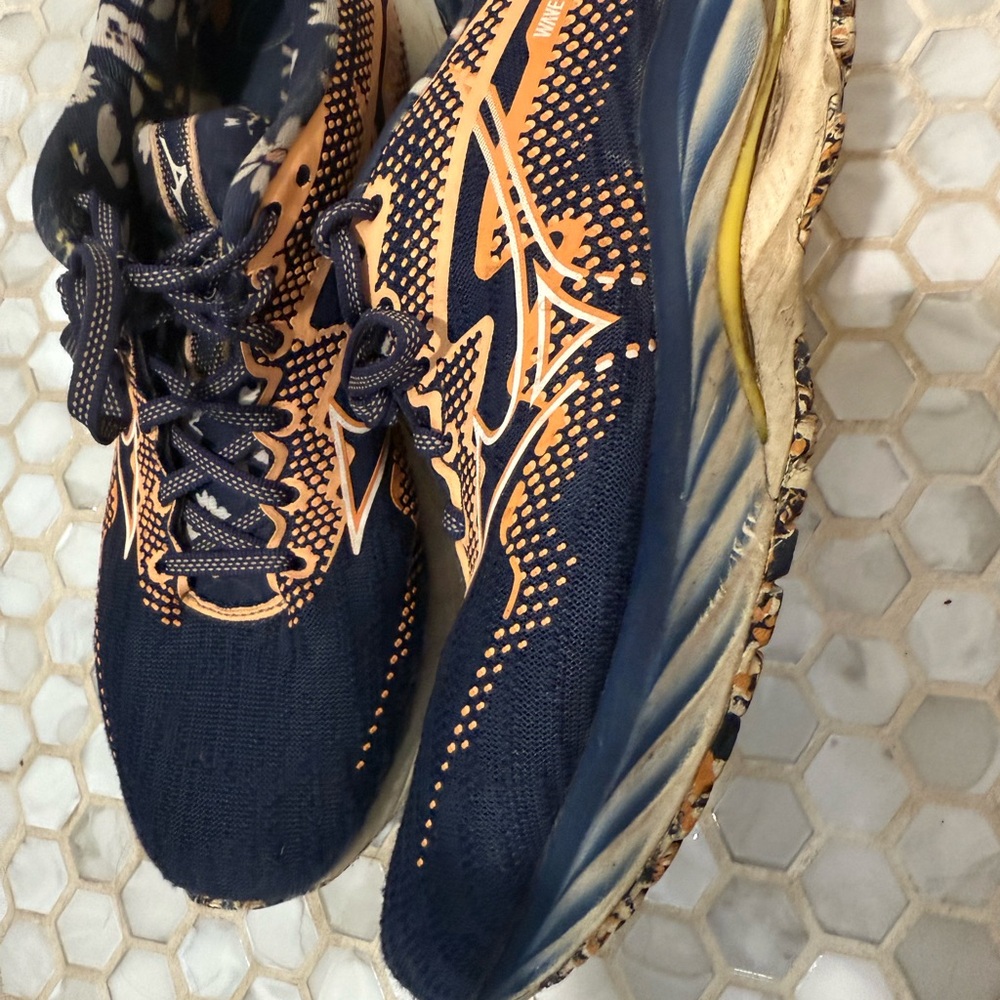 Mizuno Wave Rider 27 Dynamic Blue and Orange Sneakers